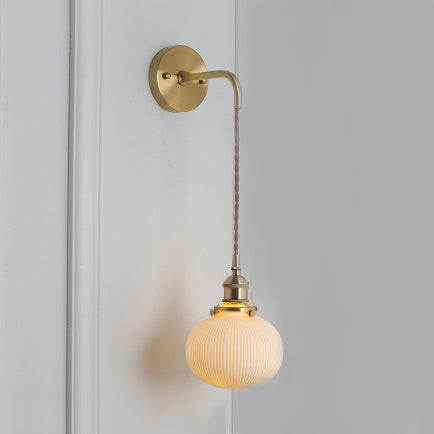 Wandlamp Porseleinen Met Messing Lampfitting Wit 1 Licht Messing 5" B