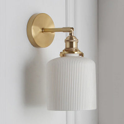 Wandlamp Porseleinen Met Messing Lampfitting Wit 1 Licht Messing 6" A