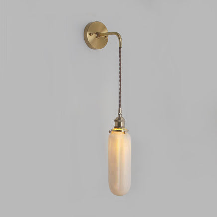 Wandlamp Porseleinen Met Messing Lampfitting Wit 1 Licht Messing 8.5" B