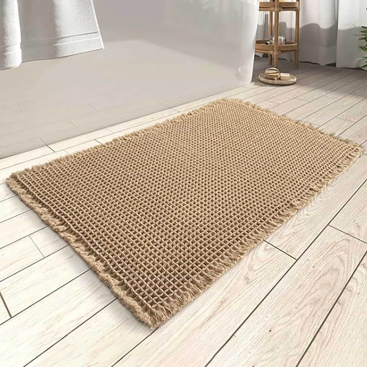 Zachte Absorberende Badmat Met Antislip En Modern Wafeldesign