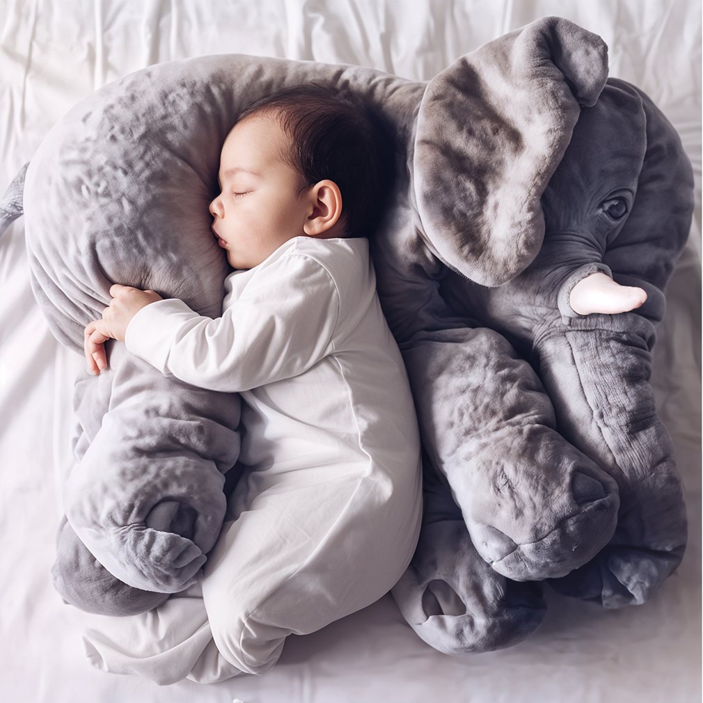 Zachte Olifant Knuffelkussen Voor Baby's En Kinderen Grijs