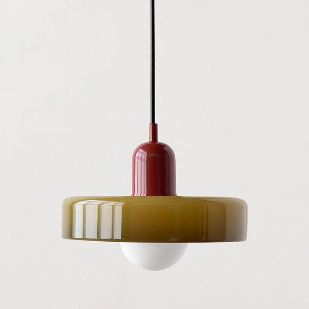 Bauhaus Hanglamp Van Gekleurd Glas Voor Modern Interieur Pendant light SEREIN Groen Rood 25 x 18 cm