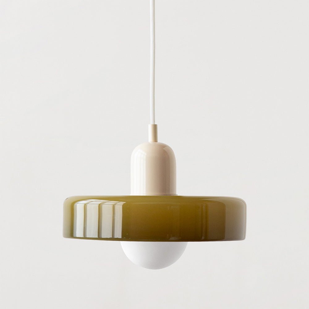 Bauhaus Hanglamp Van Gekleurd Glas Voor Modern Interieur Pendant light SEREIN Groen Beige 25 x 18 cm