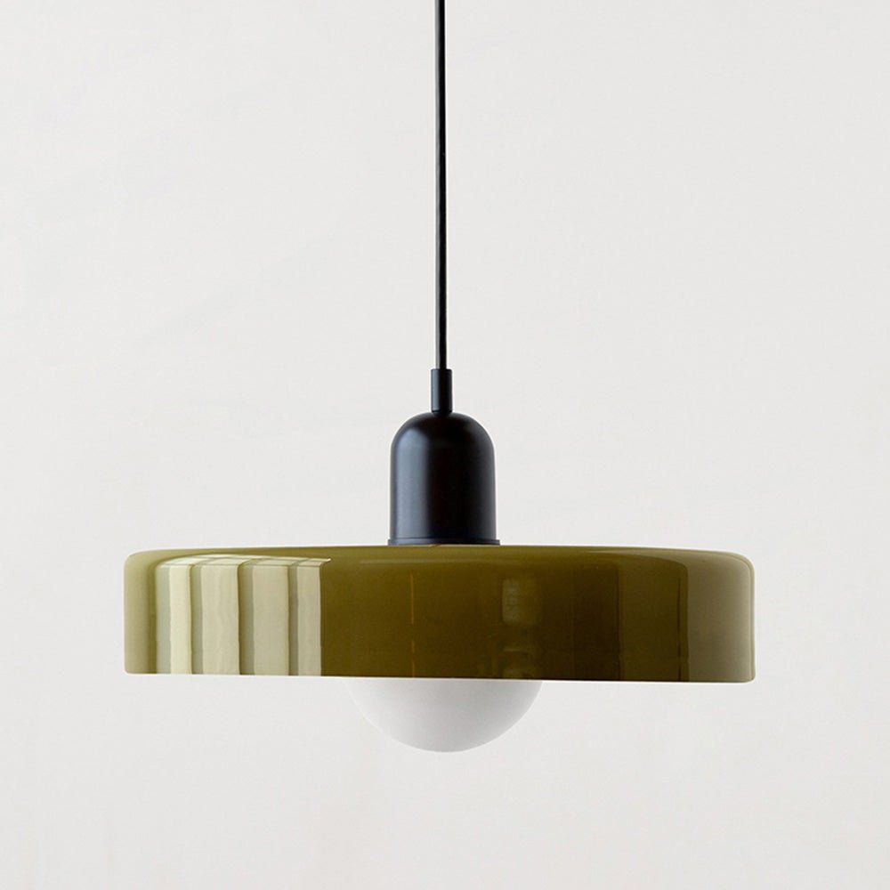 Bauhaus Hanglamp Van Gekleurd Glas Voor Modern Interieur Pendant light SEREIN Groen Zwart 25 x 18 cm