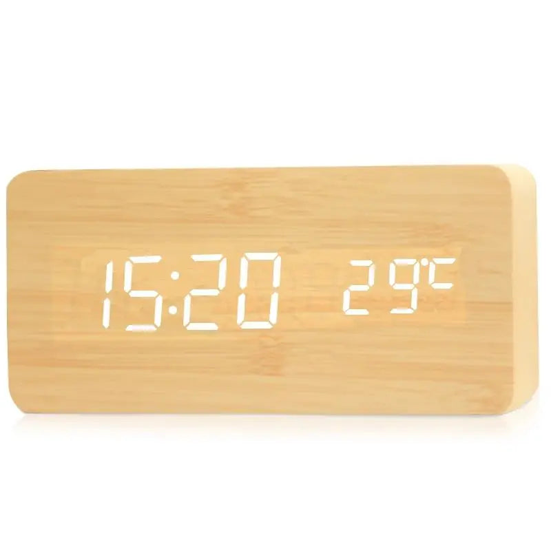 Digitale Houten Wekker Met LED Display En Modern Ontwerp Bamboe