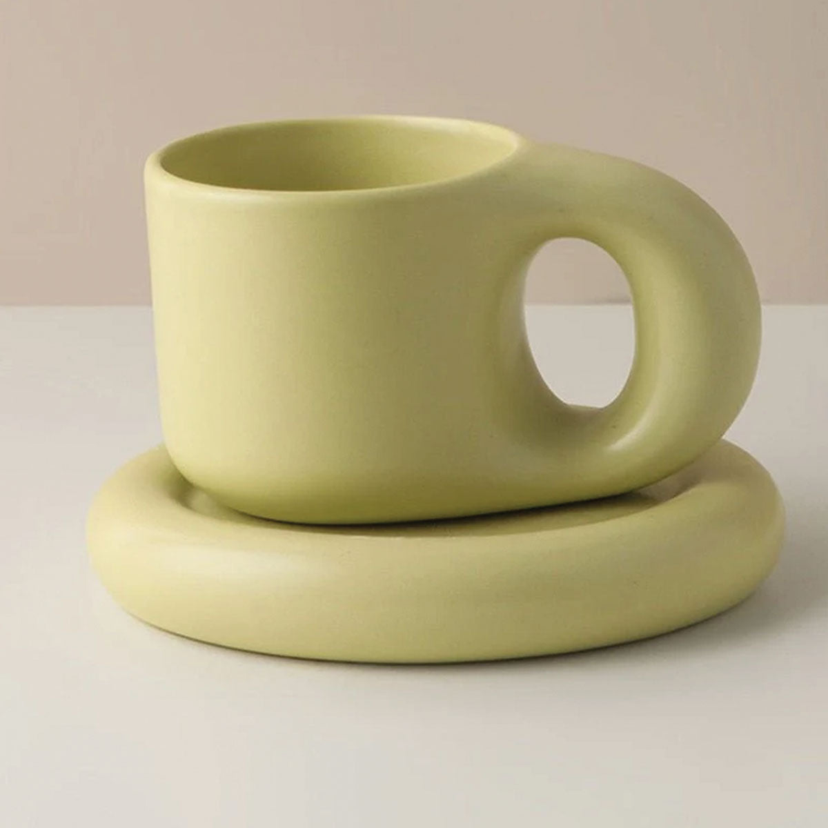 Chunky Keramische Espresso Beker voor Comfort en Stijl Groen