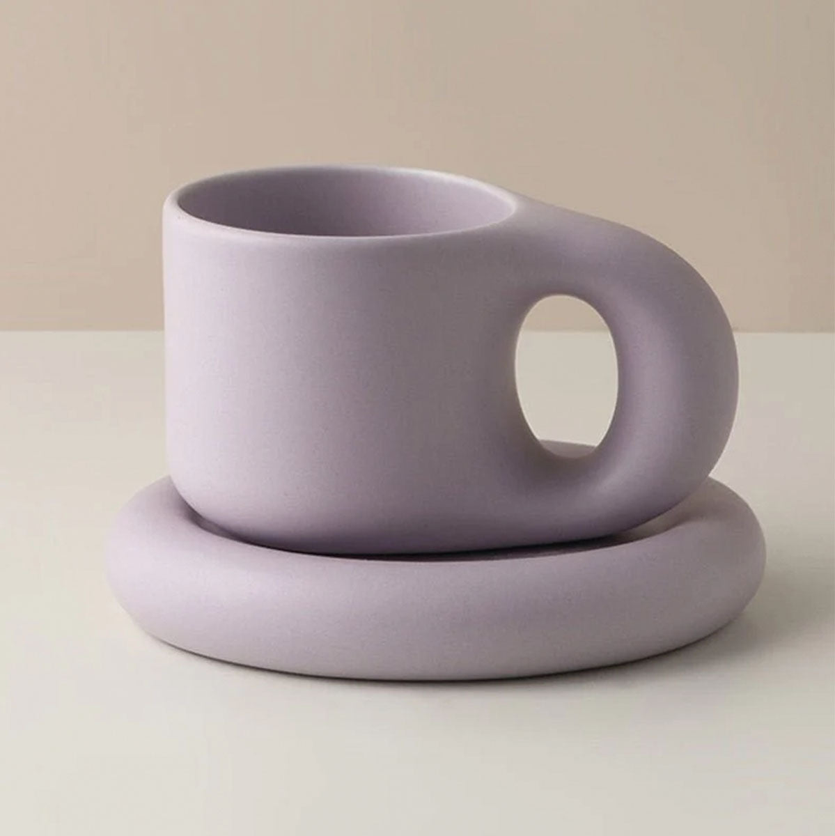 Chunky Keramische Espresso Beker voor Comfort en Stijl Lavendel