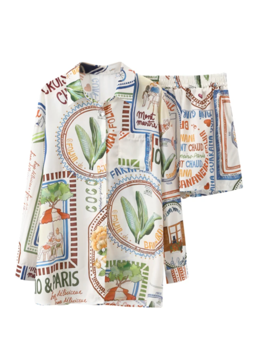 Rio Set Oversized Shirt en Shorts van Linnen Stof
