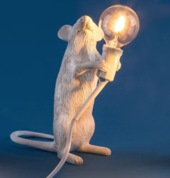 Unieke Muizen Tafellamp Met Speels Licht Voor Woonkamer Staande Muis Wit