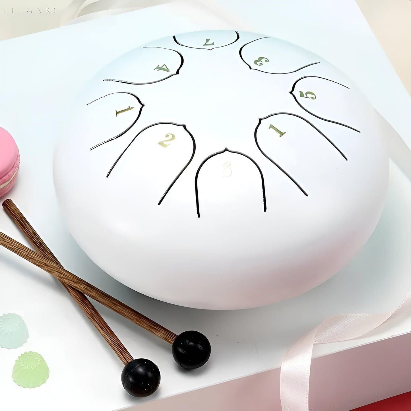 Serenity Tone Trommel - Stalen Tongwater Regendrum voor Buiten met Draagtas - Rustgevende Geluiden voor Meditatie en Ontspanning Wit