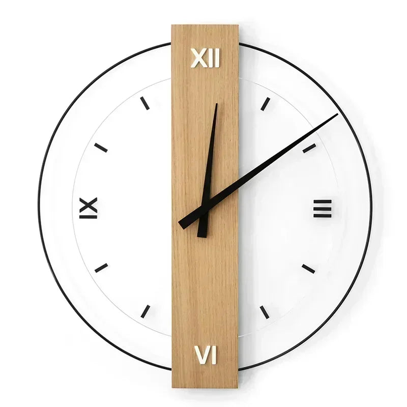 Eikenhouten Wandklok met Stille Loop en Plexiglas Elegante A