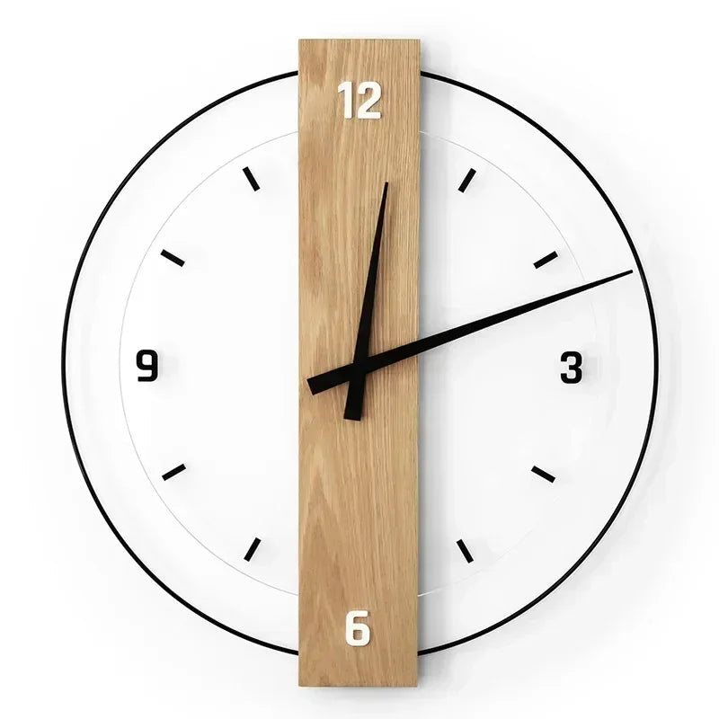 Eikenhouten Wandklok met Stille Loop en Plexiglas Elegante B