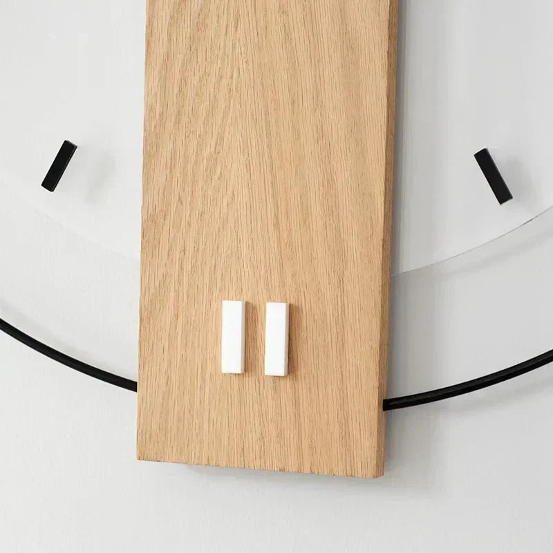 Eikenhouten Wandklok met Stille Loop en Plexiglas Elegante