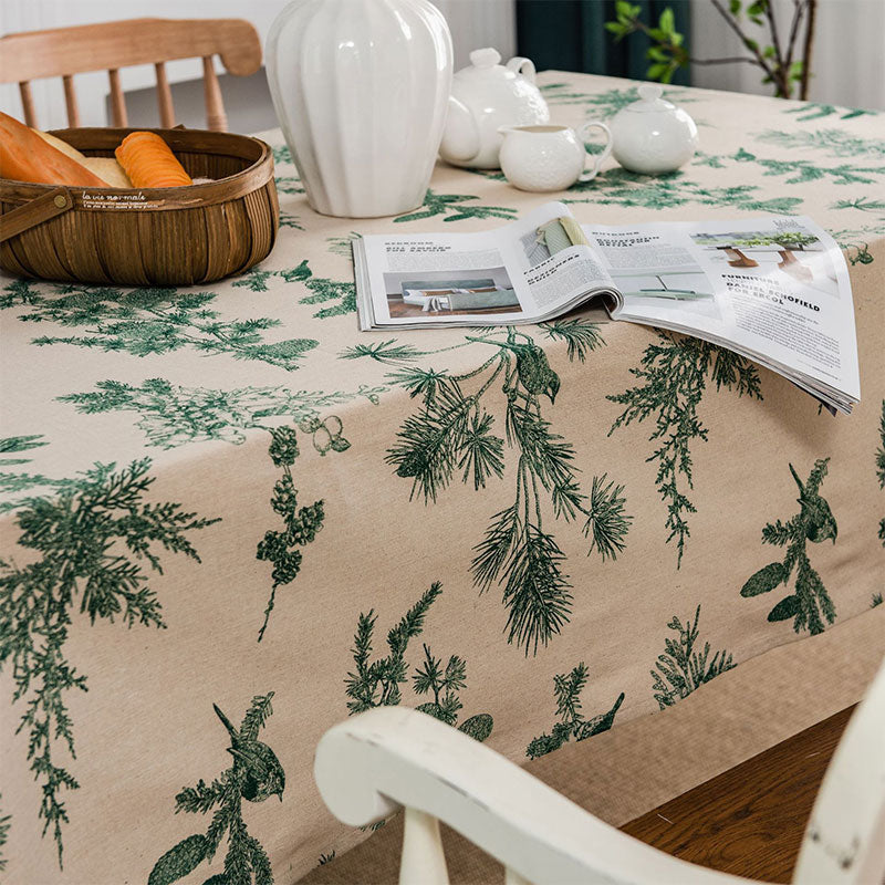 Katoenen Linnen Tafelkleed Met Dennenvogelmotief Charmant