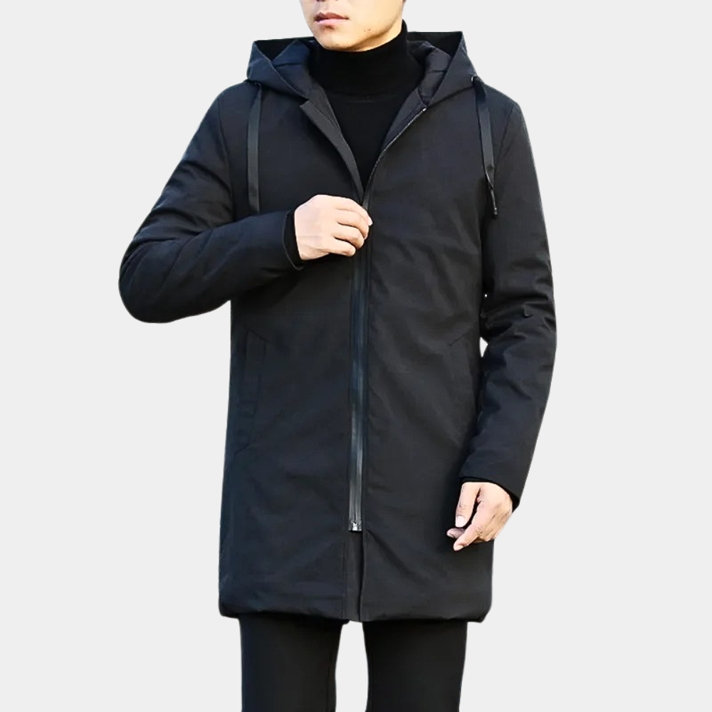 Heren Zwarte Winter Regenjas - Warm & Waterdicht