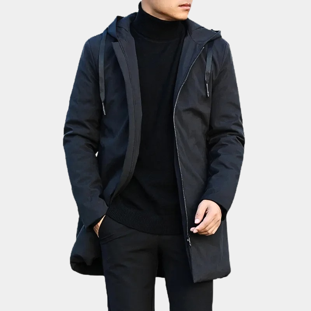 Heren Zwarte Winter Regenjas - Warm & Waterdicht