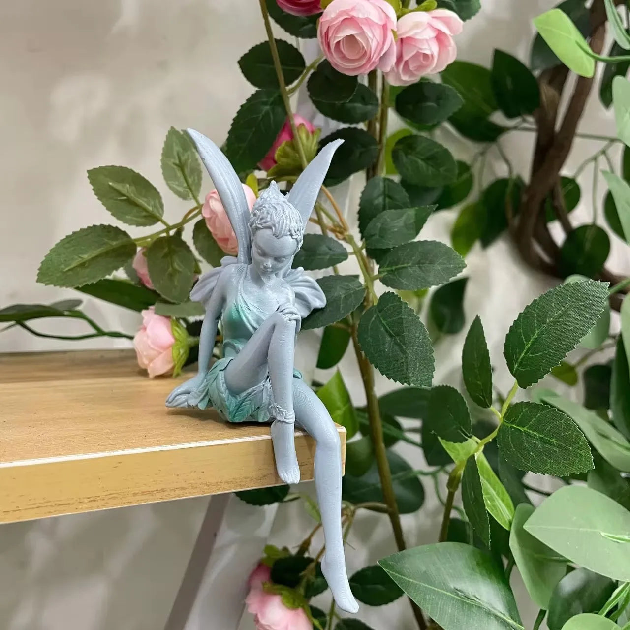 Tuinbeeld Bloemenfee van Hars voor Buiten Decoratief Ornament Grijs