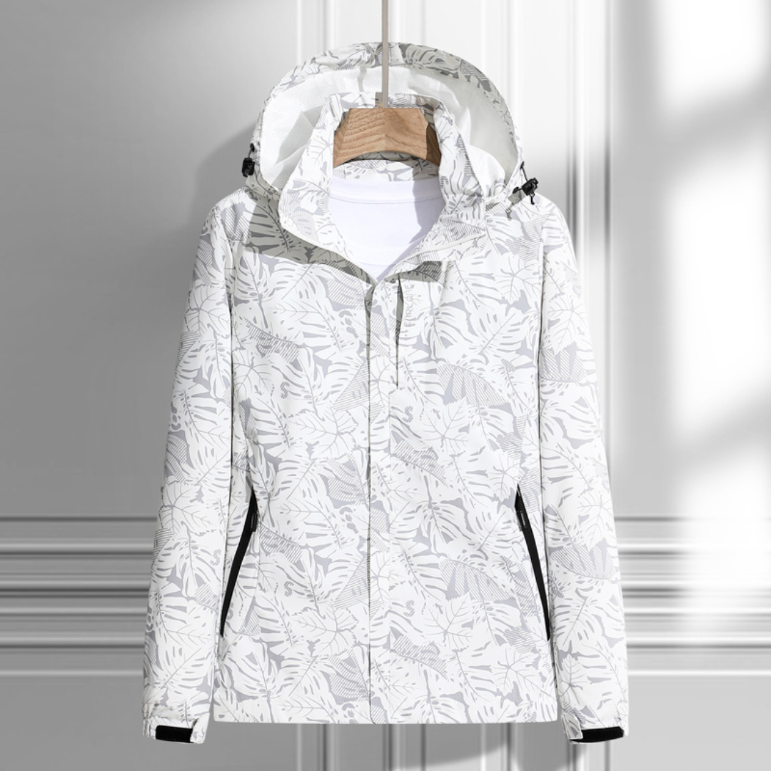 Dames Kapuzenjacke Met Rits Waterdicht Winddichte Licht Wit