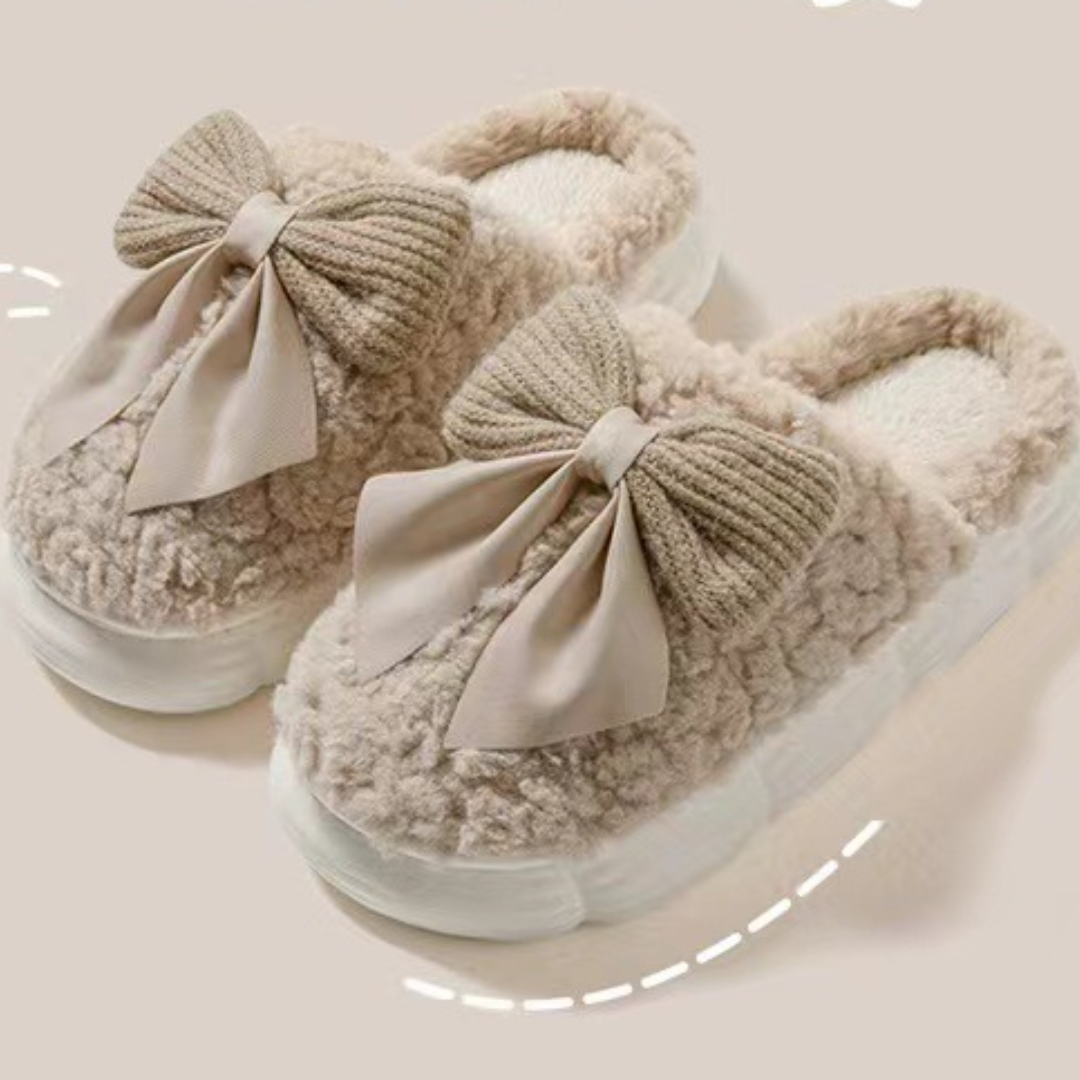 Dames Pantoffels met Strik - Zachte Sloffen voor Thuis Khaki