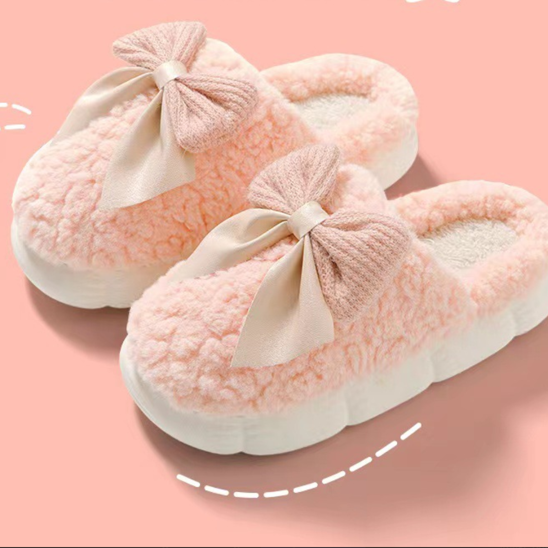 Dames Pantoffels met Strik - Zachte Sloffen voor Thuis Roze