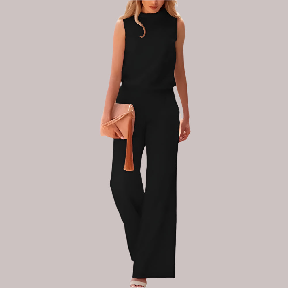 Dames Zijde Jumpsuit Zijde Mouwloze Top Wijde Pijpen