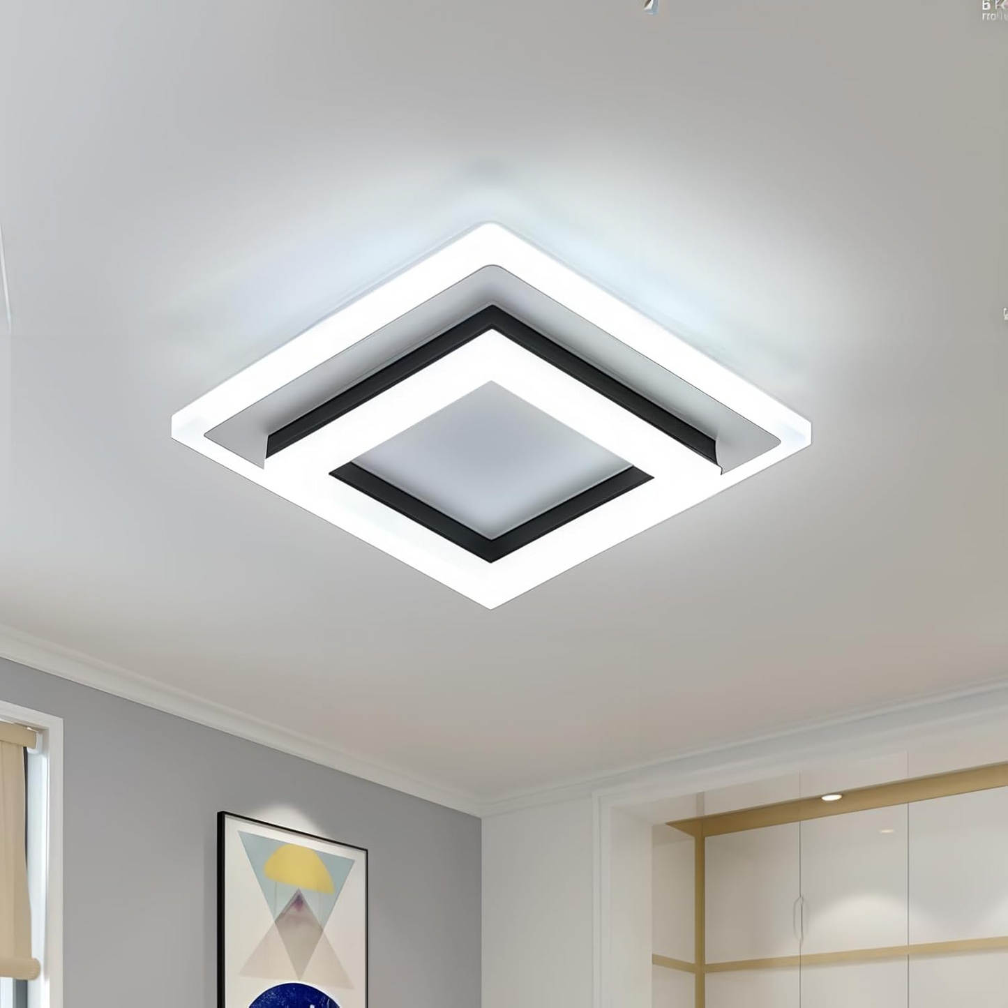 Vierkante LED Plafondlamp Voor Gang En Slaapkamer Modern Zwart Dimbaar met afstandsbediening