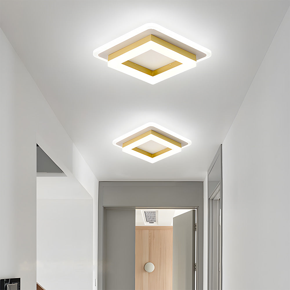 Vierkante LED Plafondlamp Voor Gang En Slaapkamer Modern Goud Wit licht
