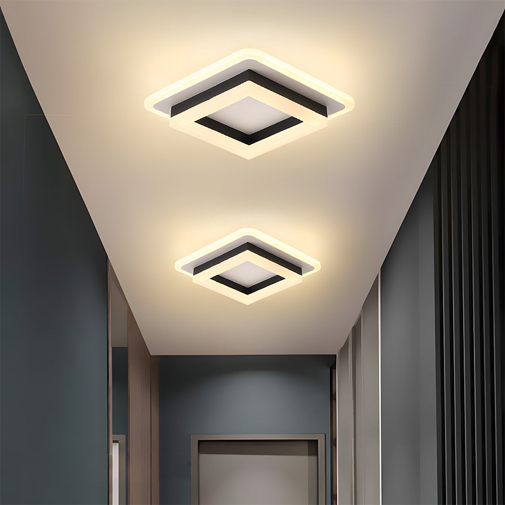 Vierkante LED Plafondlamp Voor Gang En Slaapkamer Modern Zwart Warm licht
