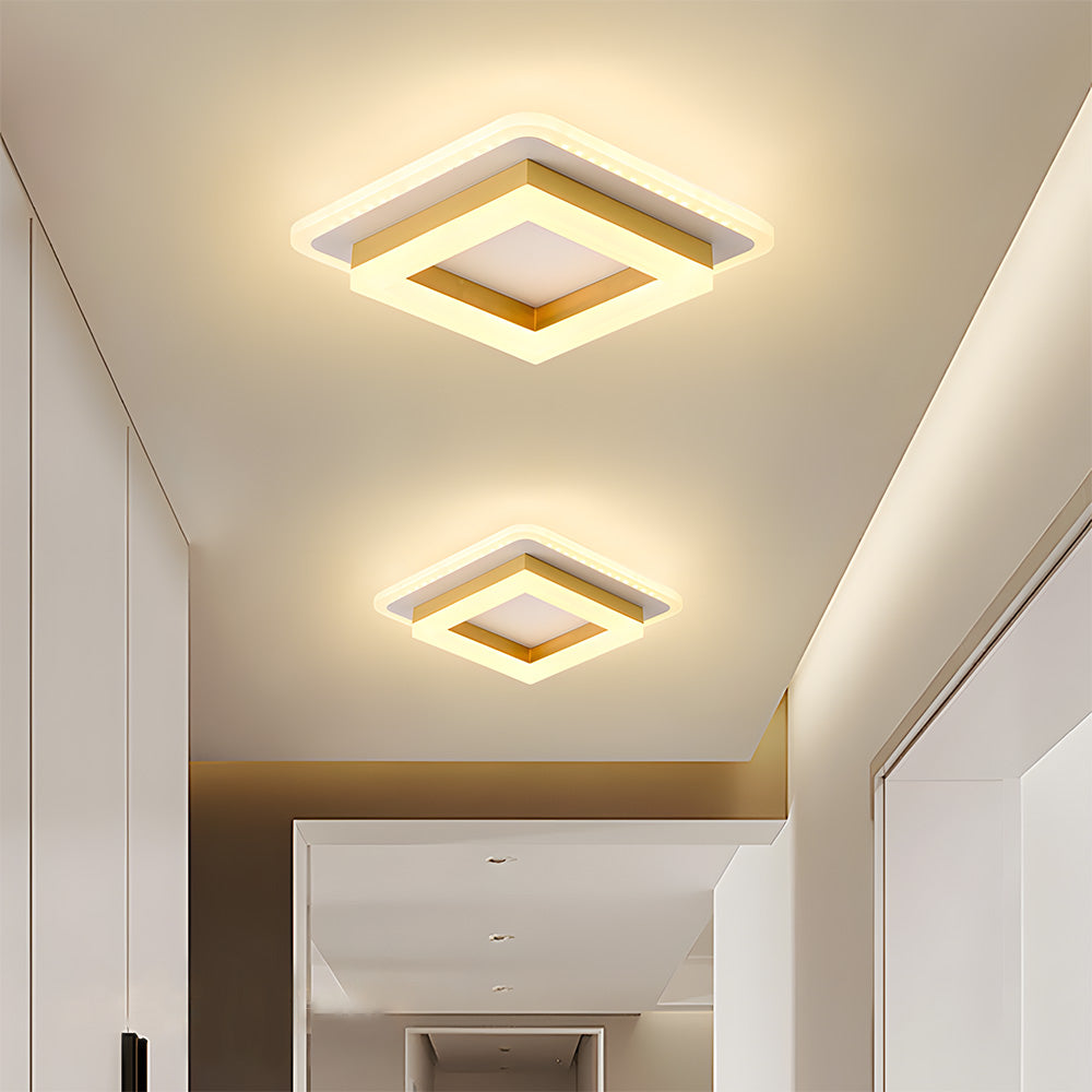 Vierkante LED Plafondlamp Voor Gang En Slaapkamer Modern Goud