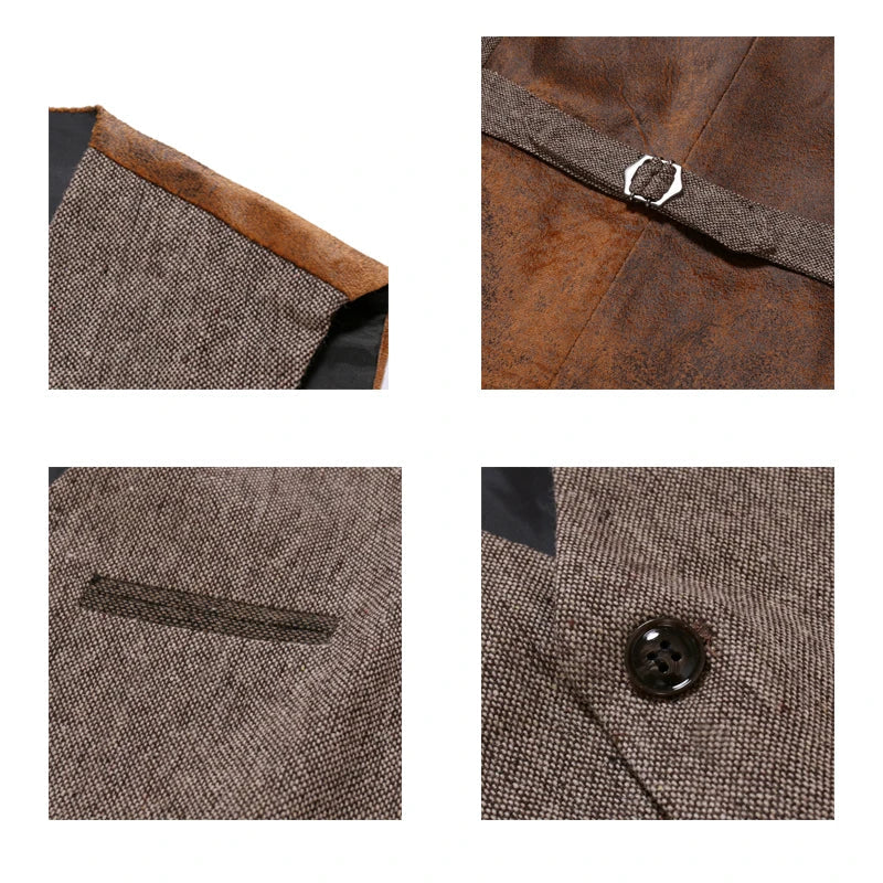 Vintage V-hals Vest Heren – Omkeerbaar Zwart, Lichtbruin, Lichtgrijs