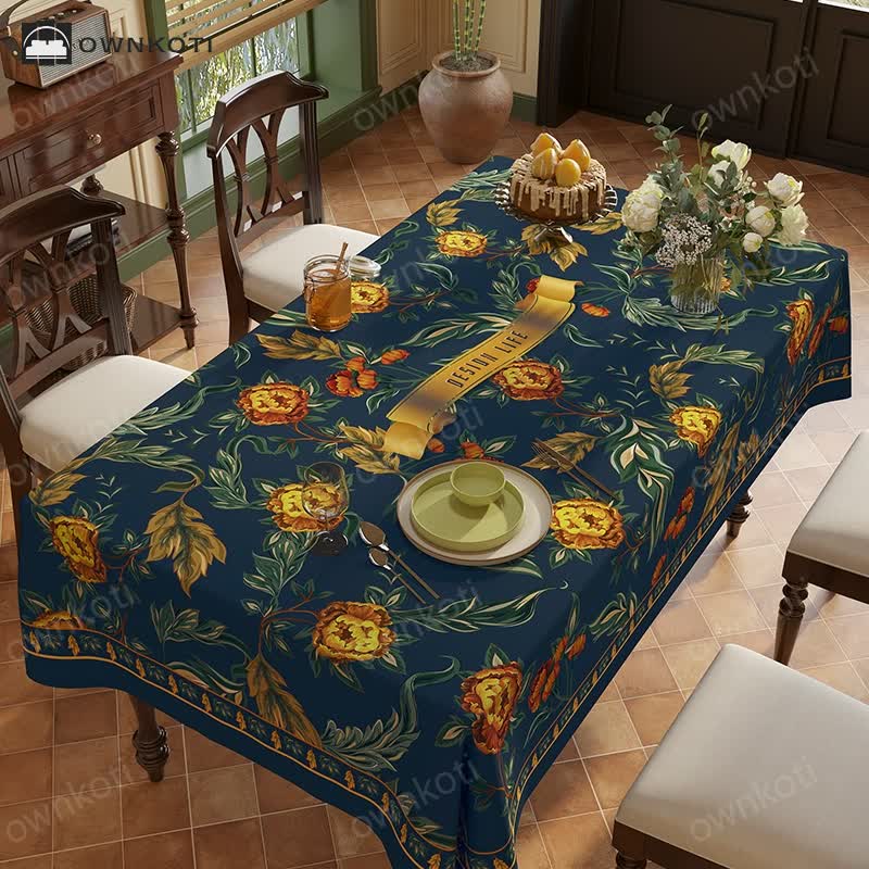 Vintage Luxe Bloemenwijnstok Vogel Chenille Tafelkleed D