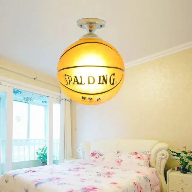 Voetbal LED Plafondlamp Dimbaar Voor Een Vrolijke Kinderkamer Basketbal Geel