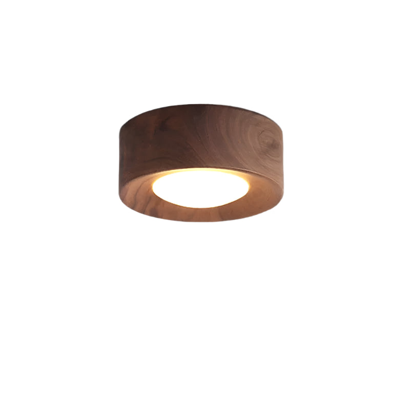 Wandlamp van Walnoot Hout Minimalistische Muurlamp voor Binnen Walnoot Basis Verborgen LED Warm Wit D100mm