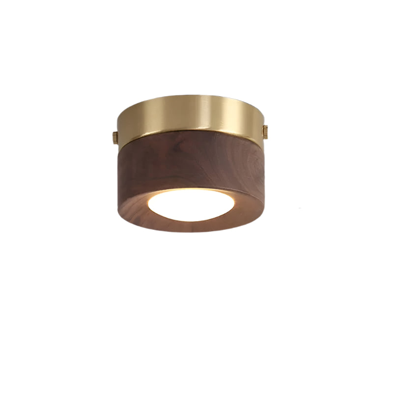 Wandlamp van Walnoot Hout Minimalistische Muurlamp voor Binnen Walnoot Opbouw LED Warm Wit D100mm