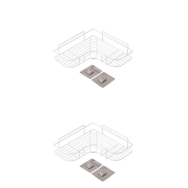 Wandplank Badkamer Driehoekig Wit Ruimtebesparend Geen Boren Nodig wit-2 stuks