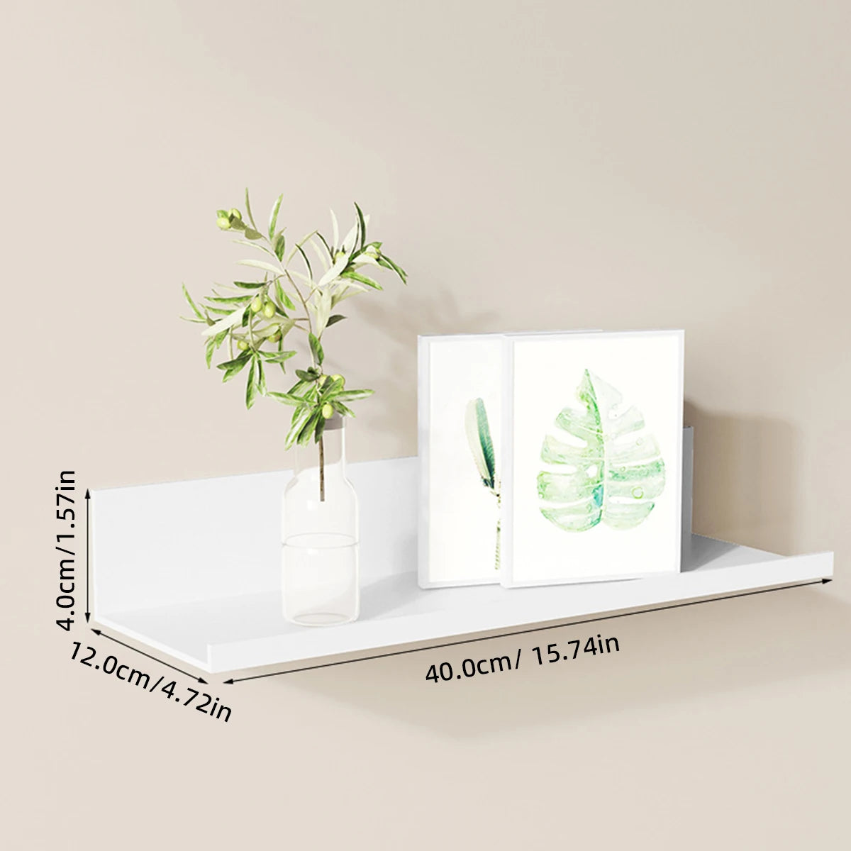 Wandplank Zonder Boren Voor Badkamer En Keuken Wit Hout Metaal 40cm Wit