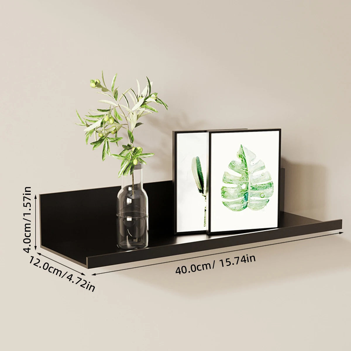 Wandplank Zonder Boren Voor Badkamer En Keuken Wit Hout Metaal 40cm Zwart
