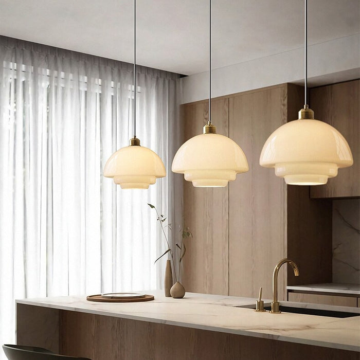 Witte Glazen Hanglamp Melkwit Mid Century D30 Elegante