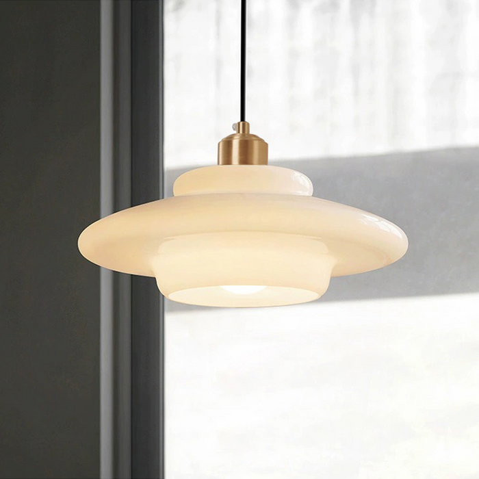 Witte Glazen Hanglamp Melkwit Mid Century D30 Elegante