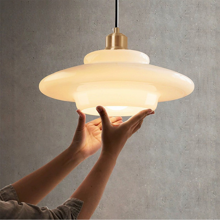 Witte Glazen Hanglamp Melkwit Mid Century D30 Elegante