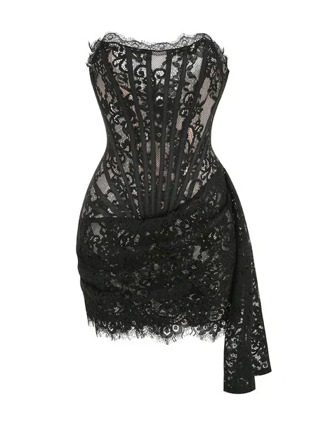 Ariana Corset Mini Jurk - Zwart