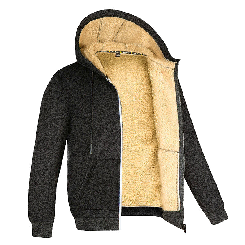 Fleece Vest Met Bontvoering Polar Heren Warm Comfort - Winterjas Heren Donkergrijs