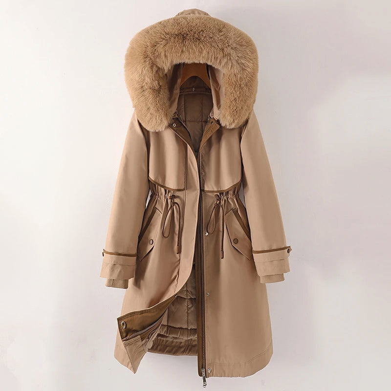 Parka Winterjas Met Capuchon Warme Voering Dames Comfortabel Zwart Khaki