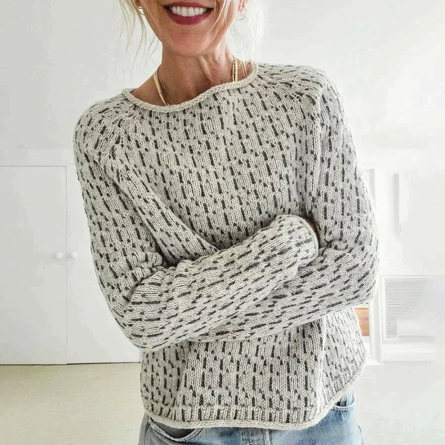 Dames Elegante Ronde Hals Trui Grijs Zachte Stof Comfort 2XL