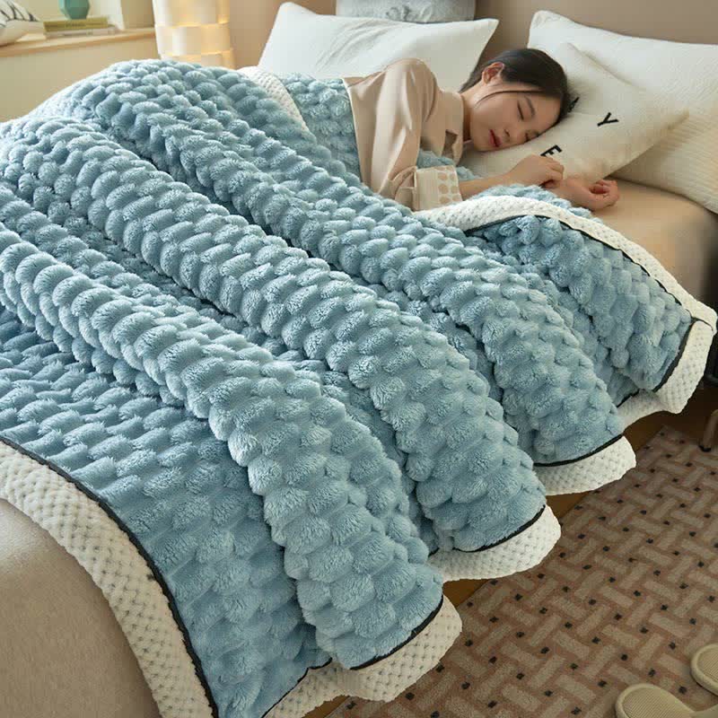 Dikke Koraalfleece Omkeerbare Dekentje Blankets SEREIN Blauw Volledig