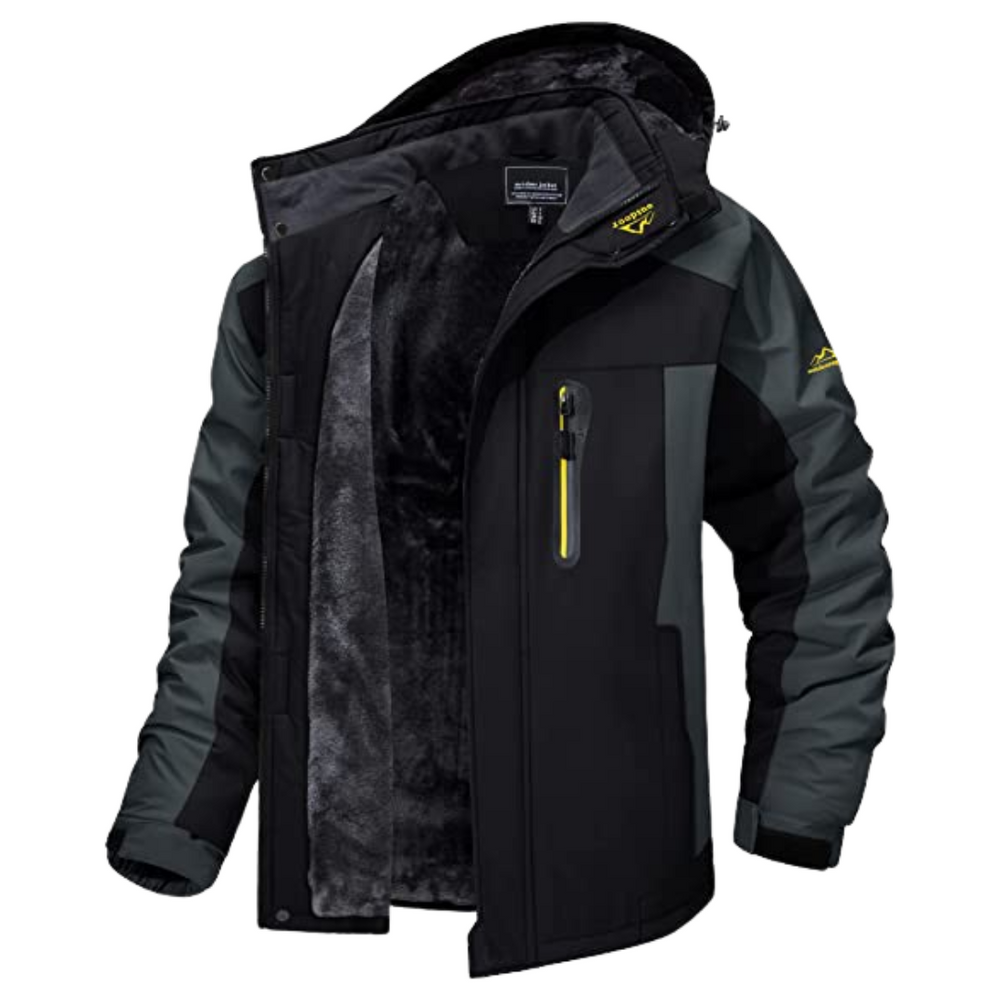 Wind- En Waterdichte Outdoorjas Voor Heren Wandelen Fietsen - Winterjas Heren Zwart