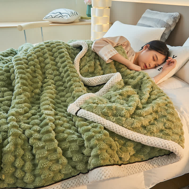 Dikke Koraalfleece Omkeerbare Dekentje Blankets SEREIN Groen Volledig