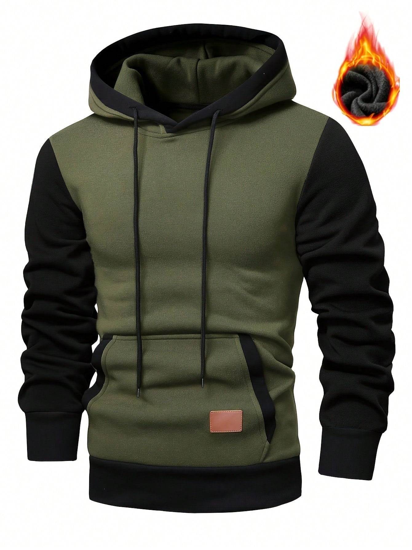 Heren Hoodie Kleurenblokken Ademende Stretchstof Pasvorm Groen