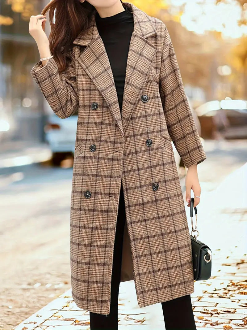 Trenchcoat Bruin Herfst En Winter Trendy Met Warme Stof Bruin