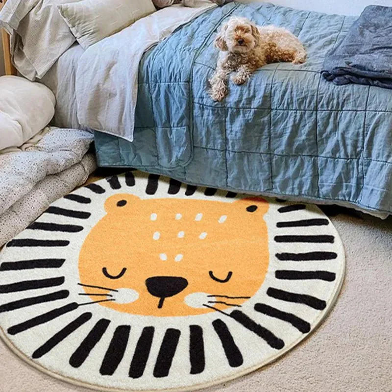 Rond Vloerkleed voor Kinderen – Zacht en Duurzaam Speelmat voor Slaapkamer, Machinewasbaar, 60-120 cm Vloerkleden SEREIN Kat Doorsnede 60 cm (23,6 inch)